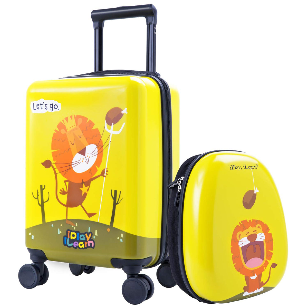 iPlay, iLearn Kids Lion Luggage Set Carry on Suitcase with Backpack – iPlay  iLearn Toys