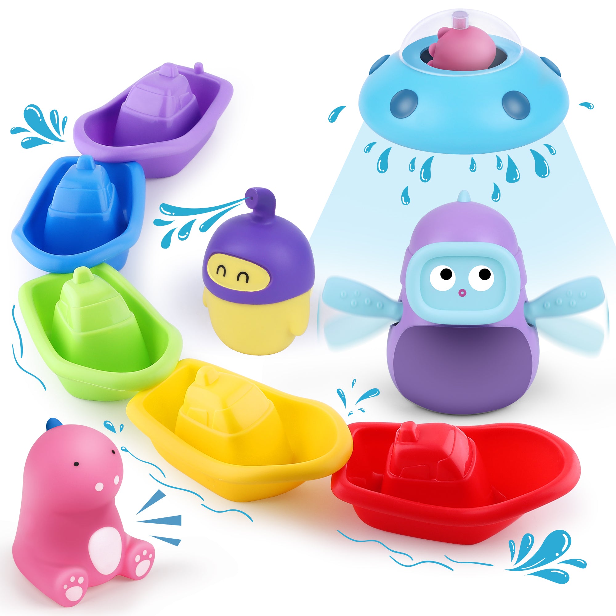 iPlay, iLearn Baby Bath Toys Fun Bath Time Tub Toys & Organizer