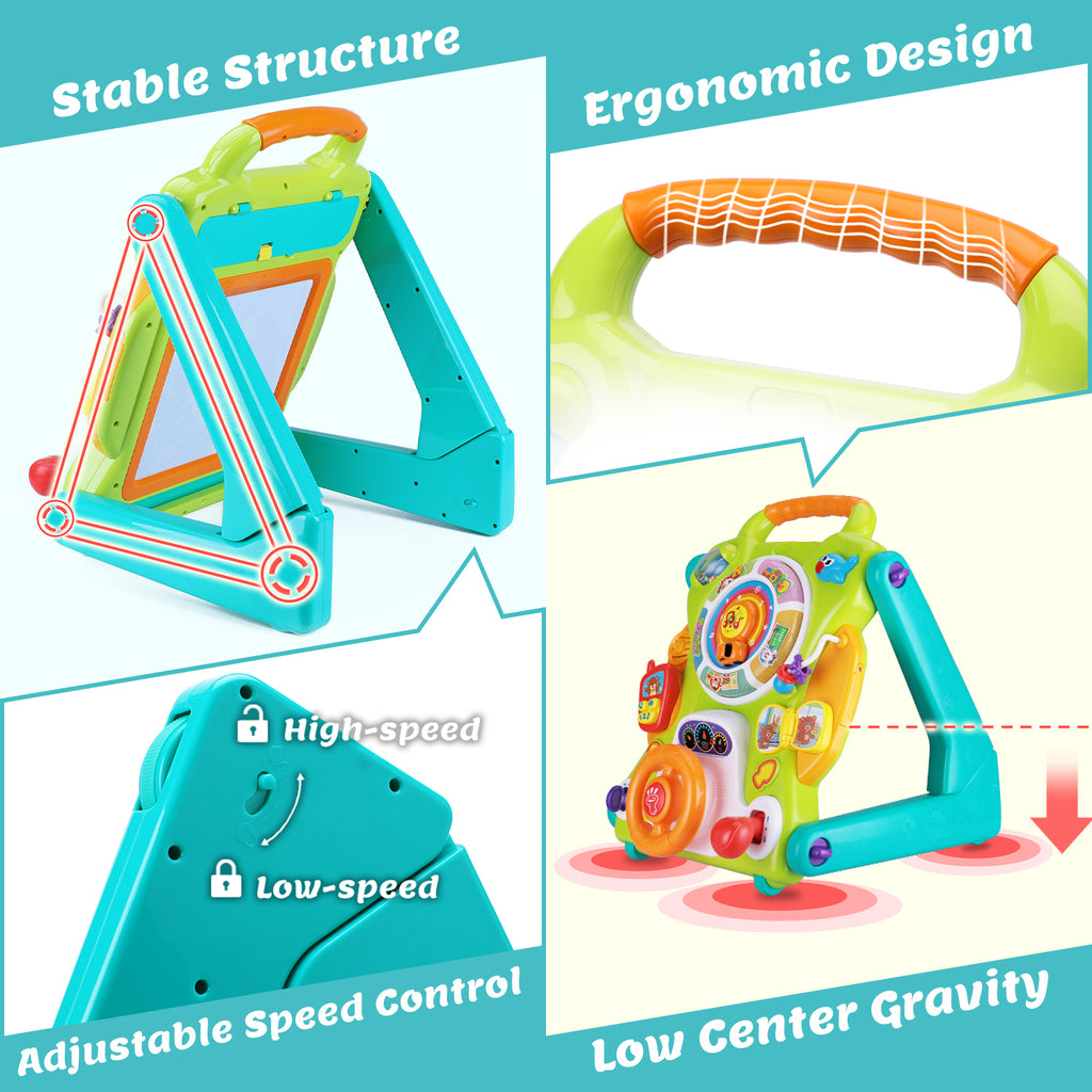 3 in 1 Baby Walker Sit to Stand Toys Musical Fun Table