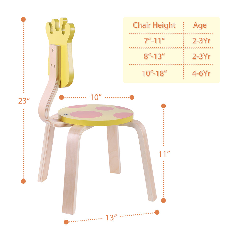 2 PCS Animal Giraffe & Frog Wooden Kids Cute Chair Sets